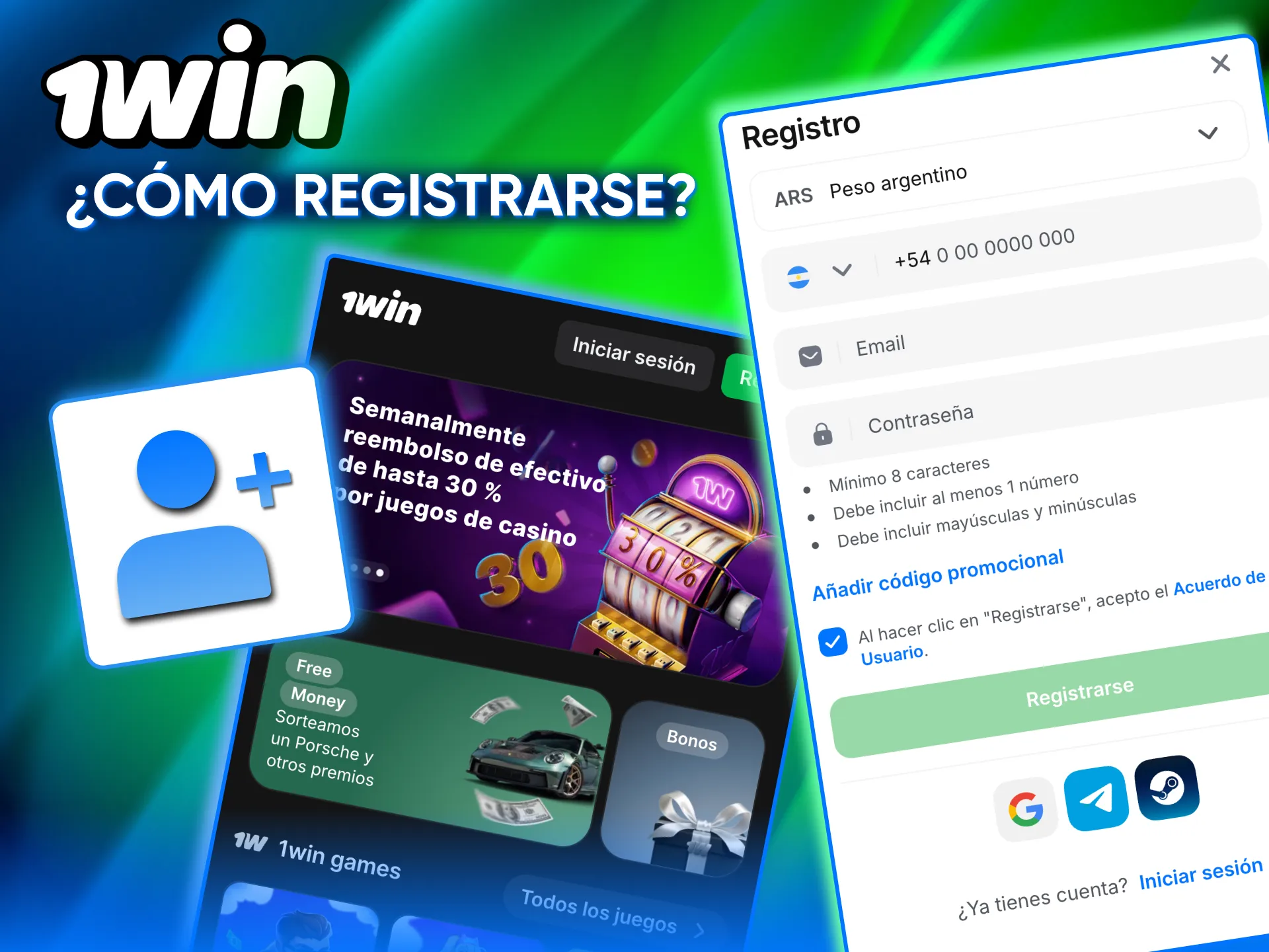 Registro en 1win Argentina en cinco pasos.