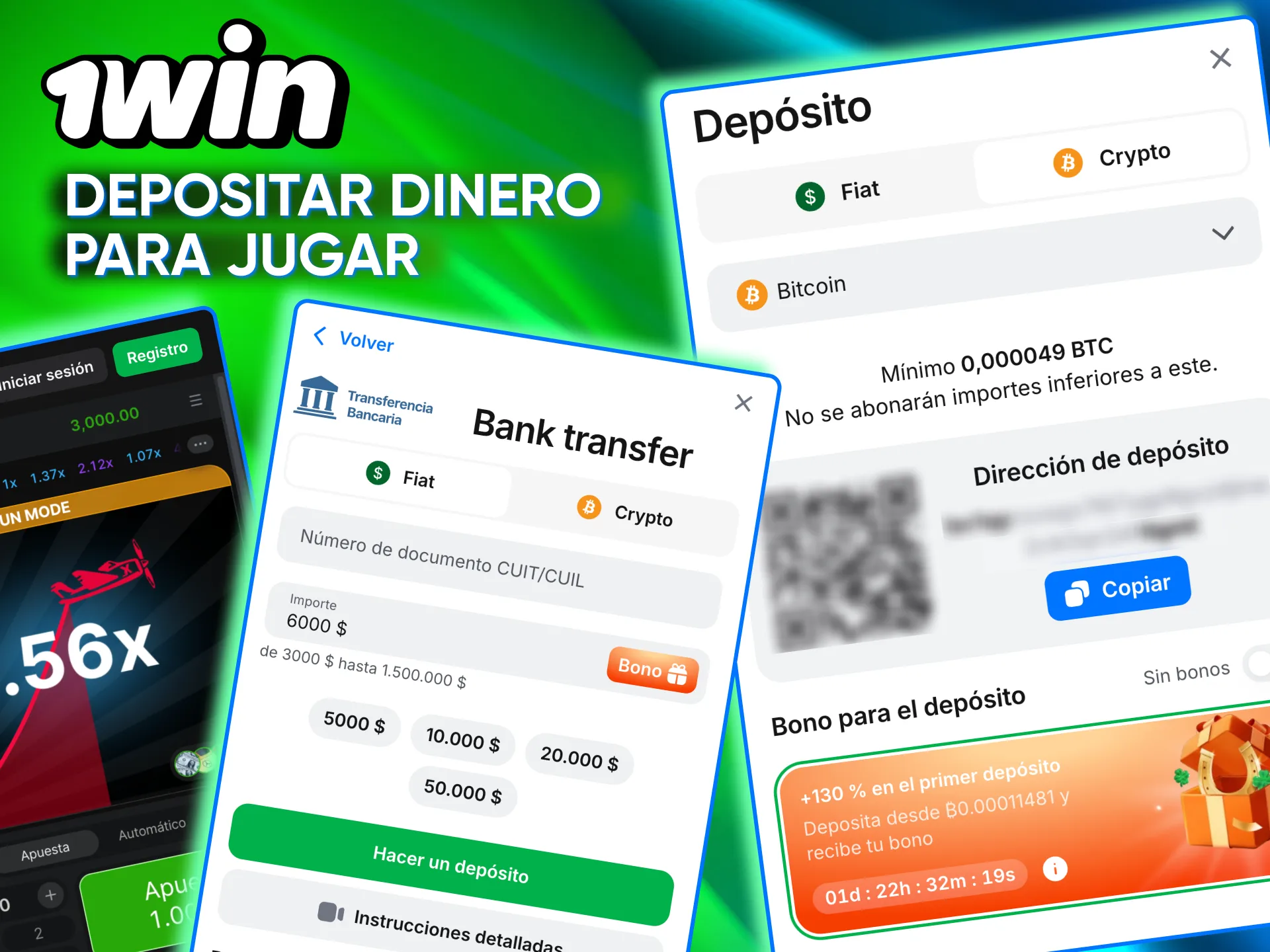Depósitos seguros y acreditación inmediata en Aviator de 1win.