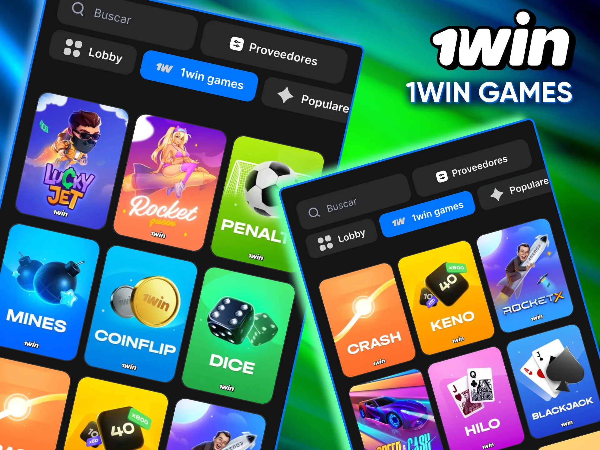 Títulos propios disponibles en la plataforma 1win dentro de la sección Games.